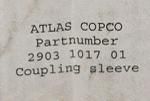 Atlas Copco, 2903-1017-01, Coupling Sleeve