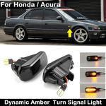 2Pcs For Honda Accord Civic S2000 For Acura Integra RSX NSX Smoked Lens LED Side Marker Lamp Dynamic Amber Turn Signal Light